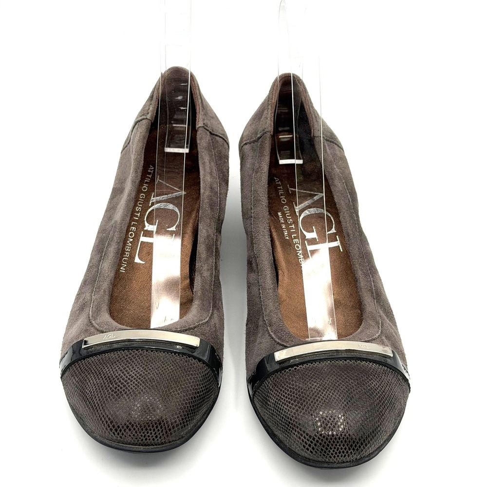 AGL Attilio Giusti Leombruni Womens Ballet Flats EU 37 US 7 Gray Italian Wedges